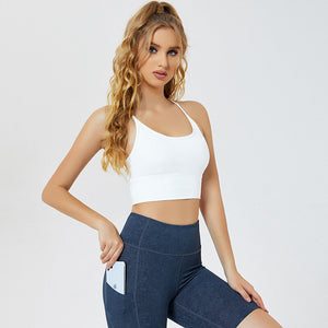 Women vest Summer thin steel-free beauty bra female back cross yoga vest top running fitness sports Bra 9054