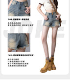 JEANS retro denim shorts women's 2022 new high-waisted thin burrs sexy hot girls hot pants JC9800