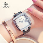 Fashion Guou 8190  Brand Luxury Simple Trendy Watch Women's Student Unique Hours Ladies Leather Wristwatch Female Square Dress Clock