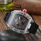 Men's and women's watch 6-Pin Quartz Watch Barrel-Shaped Hollowed Fashion Non-Mechanical Watch Spot Transparent Watch 8087