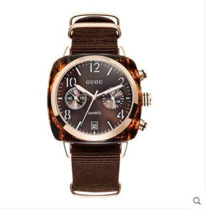 Fashion Guou 8218 Brand Square Men's Or Woman's Noctilucent Canvas Waterproof Quartz Gift Watches