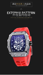 2023 Watch for men New Diamond Quartz Watch Barrel-Shaped European Style Hollow Ghost Head Quartz Watch 9791