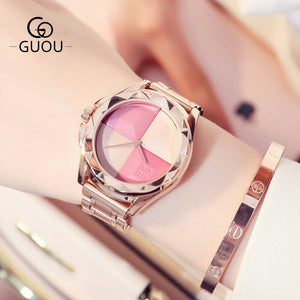 Fashion GUOU 8815 Watches Women Top Luxury Ladies Watch Blush Paragraph Tide Quartz Watch Fashion Trend Stainless Steel Women Watch