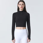 2021 yoga Top zipper stand-up collar tight fitness clothes slimming sports jacket running yoga clothes women long sleeves T-shirt 8248