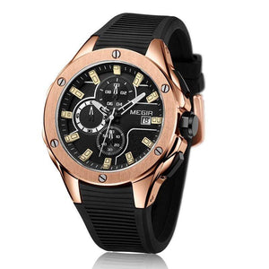 MEGIR 2053 Men's Sports Chronograph Quartz Watches Silicone Strap Luminous Waterproof Wristwatch Man Relogios