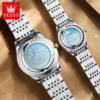 OLEVS Couple watch men and women Automatic mechanical watch waterproof luminous couple lover casual Watch 6632