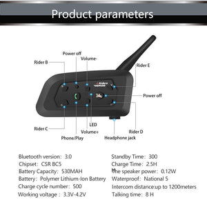 2pcs/set EJEAS Vnetphone V6 Motorcycle Helmet Intercom V6-1200m Bluetooth Interphone 630Mah