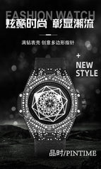 PINTIME new fashion full diamond watch men's diamond men's quartz casual watch 8093