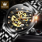 OLEVS Men's Watch Automatic Mechanical Watch Hollow design Watch Men's Watch 9901 steel