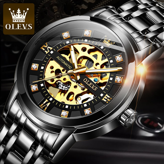 OLEVS Men's Watch Automatic Mechanical Watch Hollow design Watch Men's Watch 9901 steel