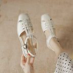 Sandals women's 2022 summer new back empty sandals women's thick heels all-match small fragrant wind one word buckle sandals women 2633-2