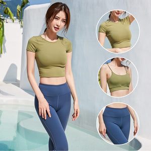Women sports suit fashion quick drying 3 pieces running yoga outdoor lady clothings