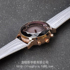 GUOU 8107 Durable Small Fashionable Handsome Big Dial Rhinestone Grey Strap Women's Watch