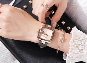 Fashion Guou 8190  Brand Luxury Simple Trendy Watch Women's Student Unique Hours Ladies Leather Wristwatch Female Square Dress Clock