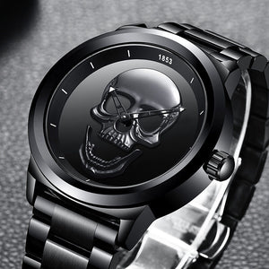 LIGE Simple Skull 3D Men's Waterproof Men's quartz Watch LG9876