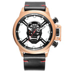 SKONE Skull Fashion Quartz Watch Casual Hollow out Men's leather Watch 9499