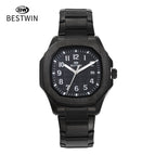 BESTWIN men's watch Square Butterfly Clasp Fashion Steel Calendar Men's casual Quartz Watch 985