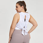 Plus Size Yoga Vest Women Hollow Breathable Quick-Drying Sports Sleeveless T-shirt Loose Fitness Running Top YY198