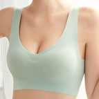 Large size bra glossy no steel ring sports anti-slip gathering side collecting underwear thin women bra