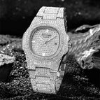 PINTIME Steel band watches Baida Diamond Star Men's and Women's wristwatch Calendar Quartz watch popular Watch for mowen
