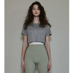 2023 Spring and Summer New Jacquard Short Outdoor Sports Short Sleeve Running Breathable Fitness Slim Slimming Yoga top HN99