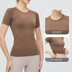 Seamless Yoga Clothes Sports Top Women's Short-Sleeved Breathable Quick-Drying Sports Fitness Clothes T-shirt