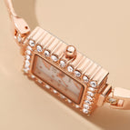 GEDI full diamond small square plate watch new ladies fashion starry delicate light luxury bracelet quartz watch women 1005