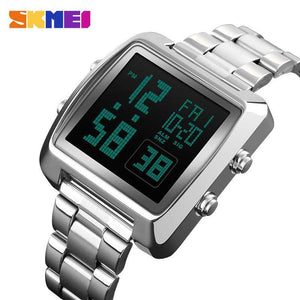 SKMEI1369 Men Fashion Watches New Stopwatch Waterproof Watch Stainless Steel Fashion Digital Wristwatches Male Clock