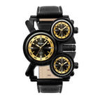 Oulm watch for men new multi time zone leather men's watch luminous trend casual quartz watch HP1167