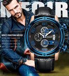 Megir Watch Men's Sports Multifunction Timekeeping Calendar Leather Men's Watch 2078