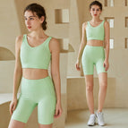 LULU new nylon fitness yoga clothes tight shorts sports running fitness two-piece suit 711+808