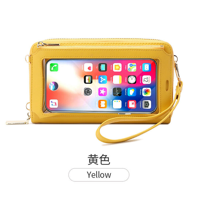 Touch screen mobile phone bag female diagonal RFID anti-theft brush multi-function shoulder transparent mini small bag wallet mobile phone bag SJ623