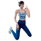 2023 NEW Yoga suit sports beautiful back running fitness bra gather two piece set  for women