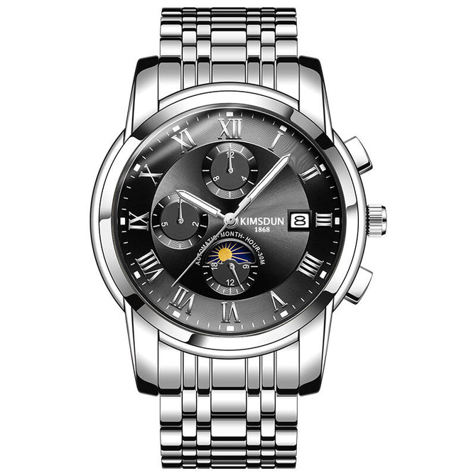 KIMSDUN Business Moon Phase Calendar Multifunctional Men's Mechanical Watch Men's Watch Waterproof Automatic Watch K-1894A