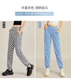 Yoga Pants Women's Loose Casual 2023 Spring and Summer Checkerboard Running Fitness Pants Aerobics Sports Tight Pants ENY221