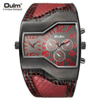 Oulm HP1220B quartz watch personality men's watch dual time zone fashion large dial belt men's watch cross-border ins style