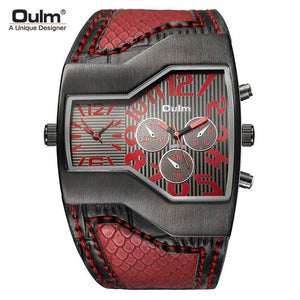Oulm HP1220B quartz watch personality men's watch dual time zone fashion large dial belt men's watch cross-border ins style