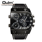 Oulm European and American large dial men's quartz watch multi-time zone watch fashion personality quartz men's watch HP9315B belt watch
