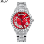MISSFOX Watch for men fashion full diamond hip hop diamond week calendar men's quartz watch V332A