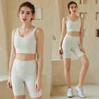 LULU new nylon fitness yoga clothes tight shorts sports running fitness two-piece suit 711+808