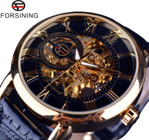Forsining Men's Fashion Retro Hollow-out Transparent Mechanical manual Watch men's casual watch SLZa26