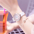 GUOU 8217 New Online Celebrity Tiktok Same Starry Sky Watch Women's Fashion Trend Diamond Inlaid Korean Version Full Diamond Female Watch Students