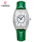 CHENXI new watch ladies calendar quartz watch barrel type diamond leather ladies watch CX-319 silver case