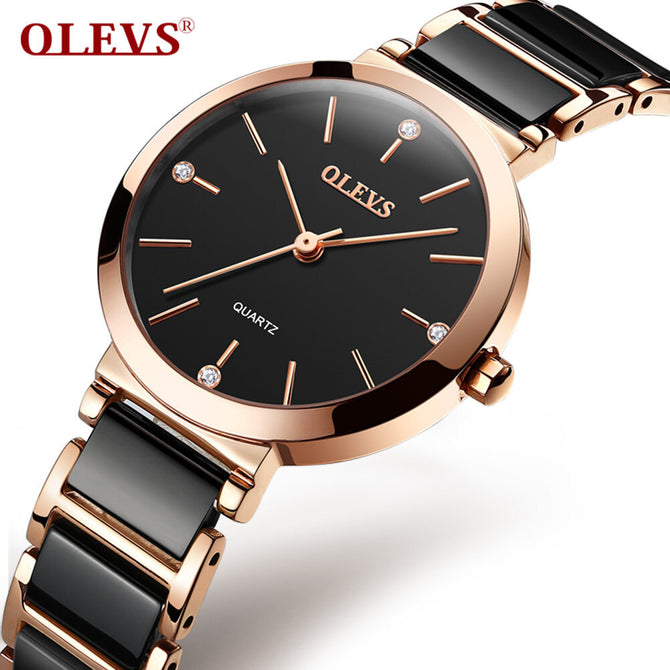 OLEVS women watch Fashion Korea Ceramic Waterproof lady Quartz casual office lady Watch 5877