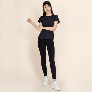 New sports Yoga suit women's summer thin outdoor sports running fitness suit running two-piece set QD22+QD35