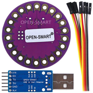 ATmega328P Wearable Development DIY Board + CH340 USB to TTL Programmer Module + 6 Pin Cable Compatible for Arduino