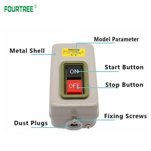 BS211B 1.5KW Power Control Button Switch Industrial Household Three-Phase Motor Start Button Press Switch 10A