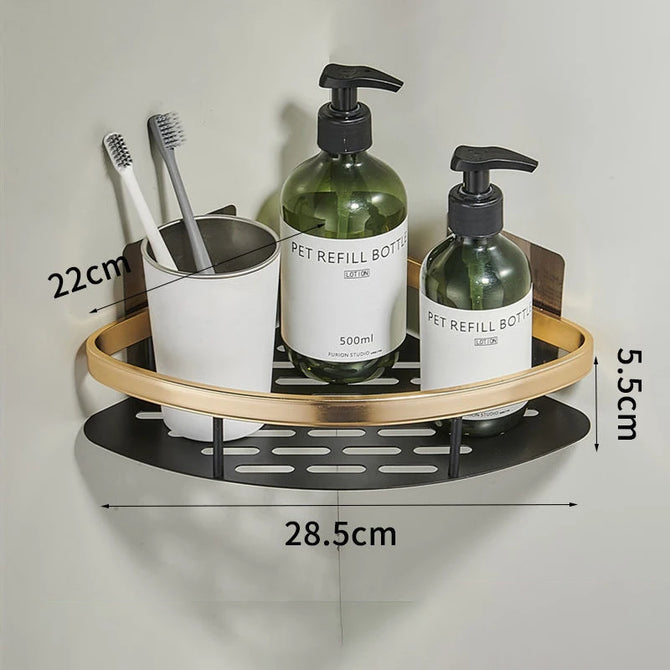Bathroom Corner Shelf without Drilling Rustproof Space Aluminum Shower Storage Rack Shampoo Holder  Bathroom Accessories