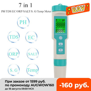 COM-600 7 in 1TDS/EC/PH/SALT/S. G/ORP/Temp Meter Water Quality Monitor Tester IP67 PH Meter food Drinking Water Aquariums 40%Off