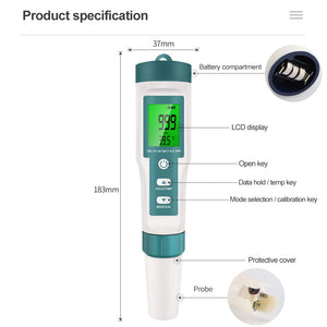 COM-600 7 in 1TDS/EC/PH/SALT/S. G/ORP/Temp Meter Water Quality Monitor Tester IP67 PH Meter food Drinking Water Aquariums 40%Off
